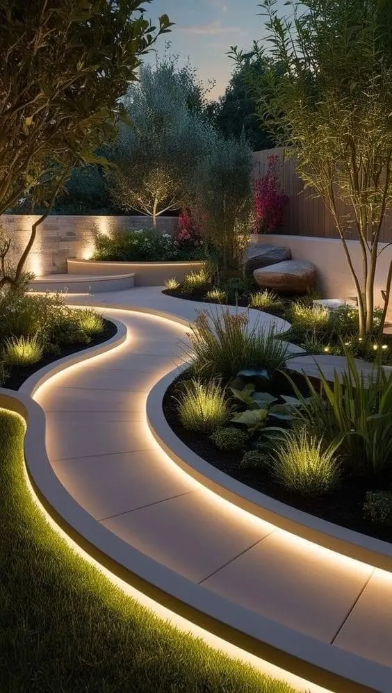 image of beautiful lighting path on ground